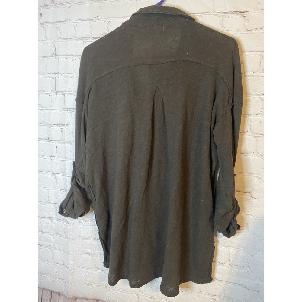 We The Free Linen Blend 3/4 Sleeve Button Front Shirt Women's XS Brown - Picture 5 of 5